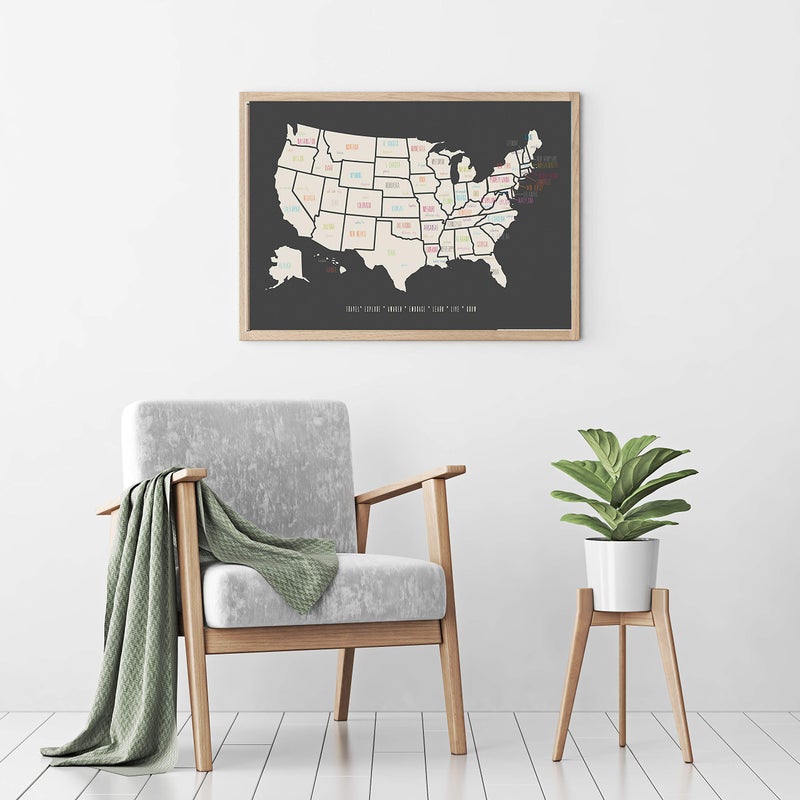 Epic Adventure Maps - USA State Travel Adventure Map Poster - Includes Push Pins - Vintage Grey / 24 x 17 Inches - Image 3